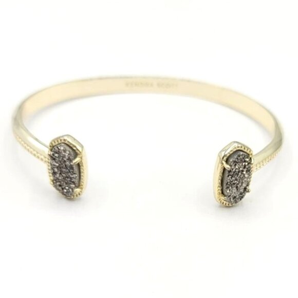 Kendra Scott Goldtone Druzy Cuff Bracelet Signed - Picture 1 of 8